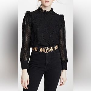 Alice + Olivia XS black lace crop top